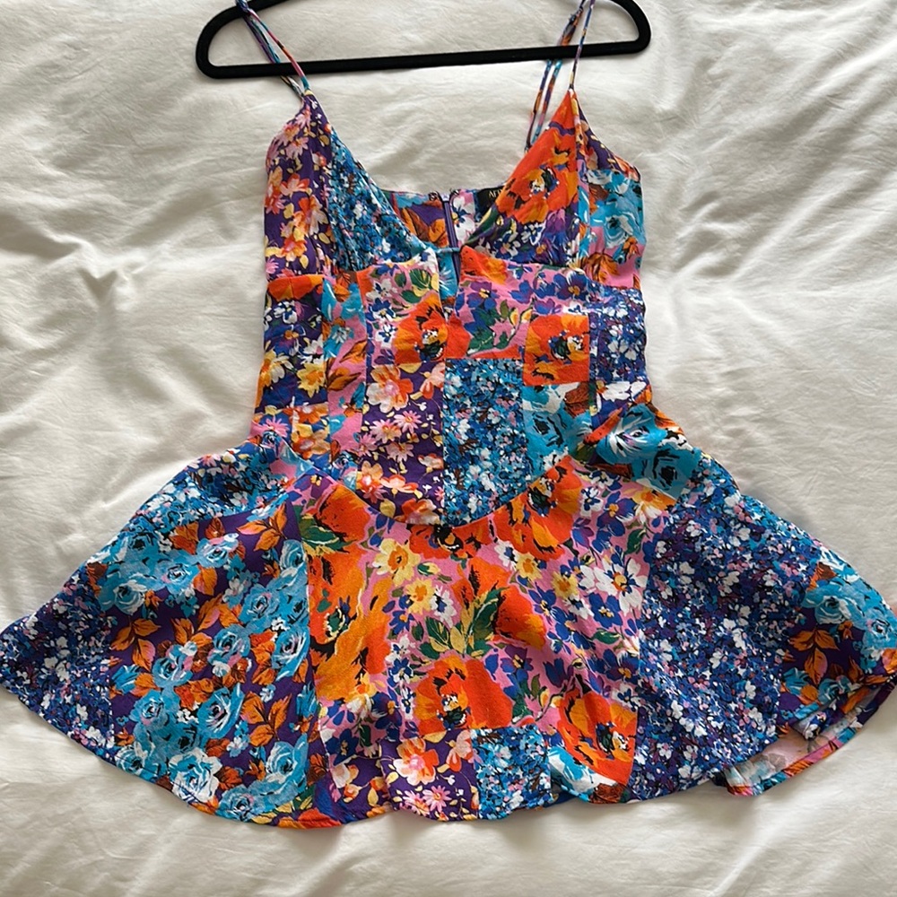Floral Patchwork Spaghetti Strap Dress